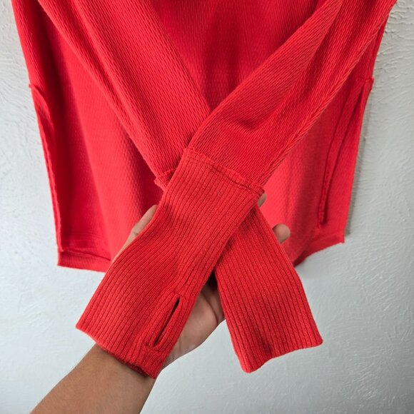 We The Free Thermal Shirt Size XS Orange Oversized Relaxed Fit Pull OVer Top - Picture 7 of 12